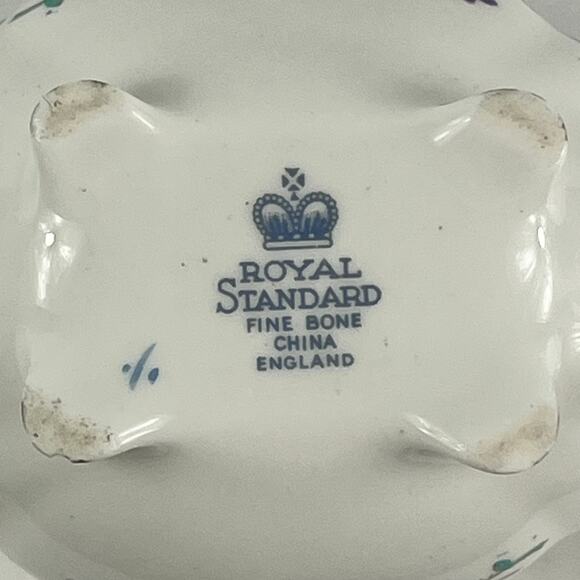 Royal Standard Bone China Creamer England Floral Gold Trim Footed Pitcher Vtg - Picture 8 of 12